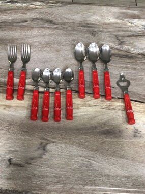 Vintage Gibson 10pc Coca-Cola Bottle Stainless Flatware Replacement Fork Spoon